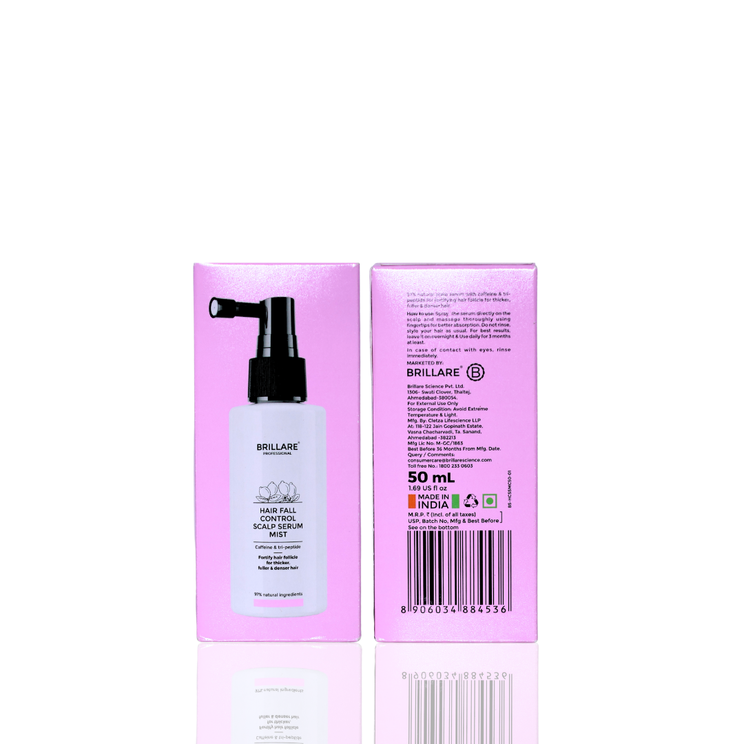 Brillare hair fall control scalp serum packaging on a white background