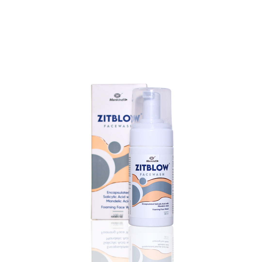 Zitblow face wash bottle and packaging on a white background