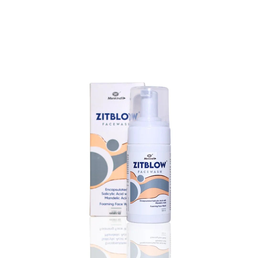 Zitblow face wash bottle and packaging on a white background