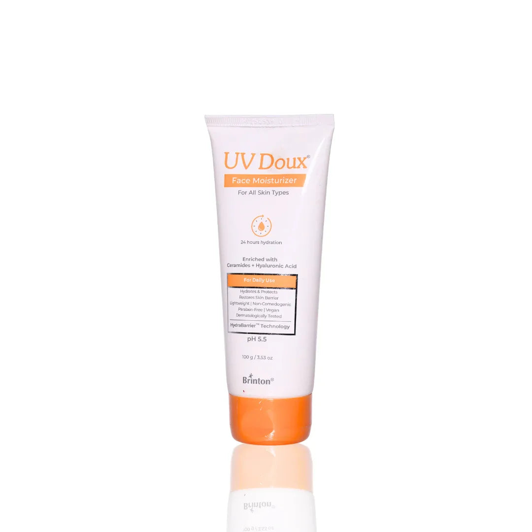UV Doux sunscreen lotion bottle on a white background