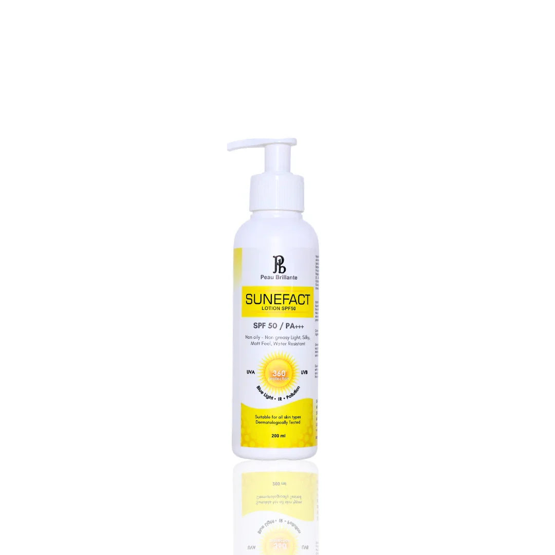 Sunscreen bottle with pump dispenser on a white background