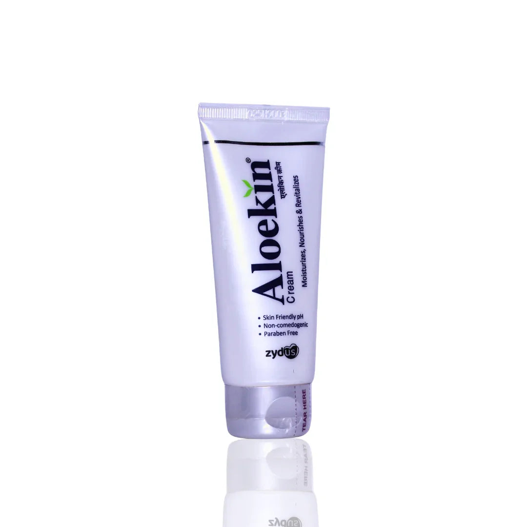 Tube of Aloekin cream on a white background