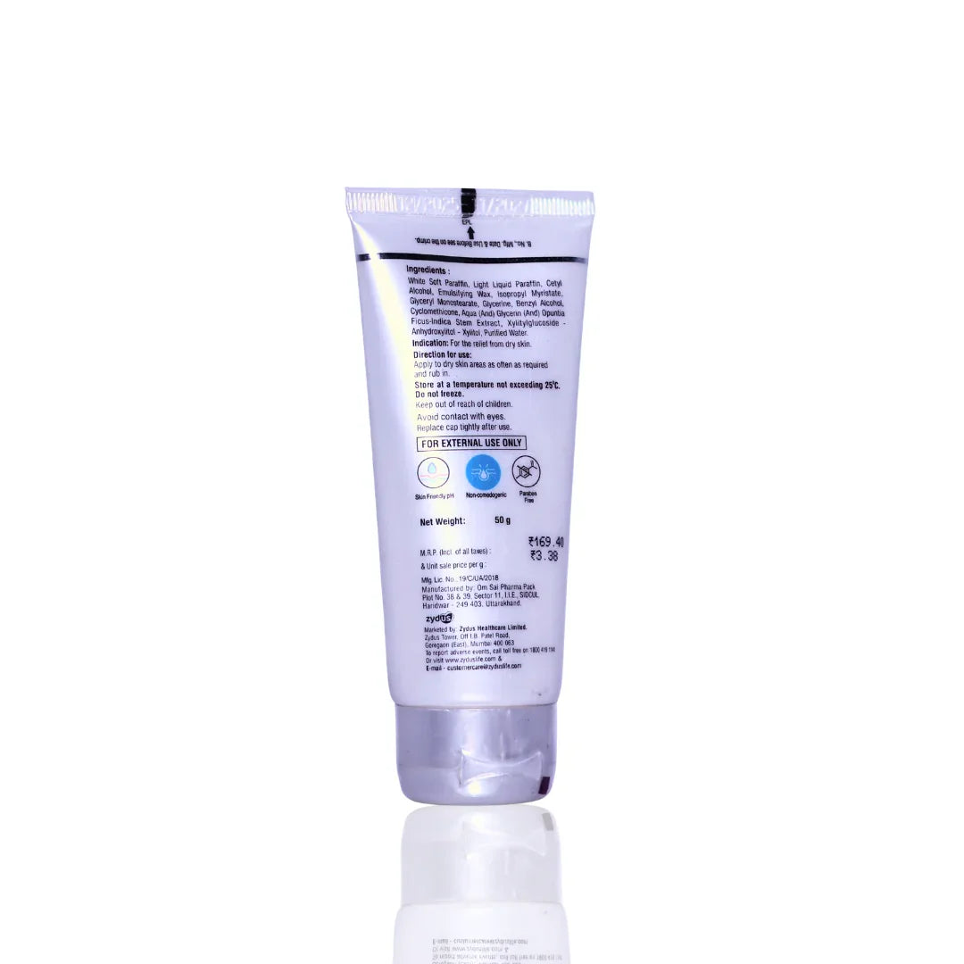 Tube of moisturizer with label on a white background