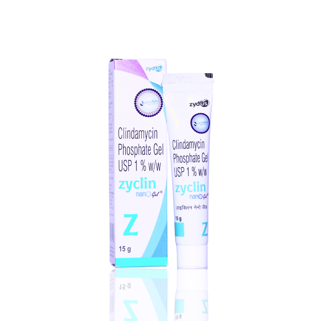 Zyclin Clindamycin Phosphate Gel packaging on a white background