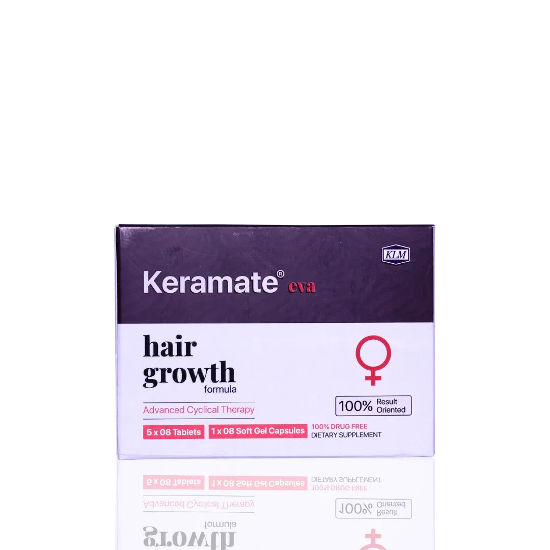 Keramate hair growth formula packaging on a white background