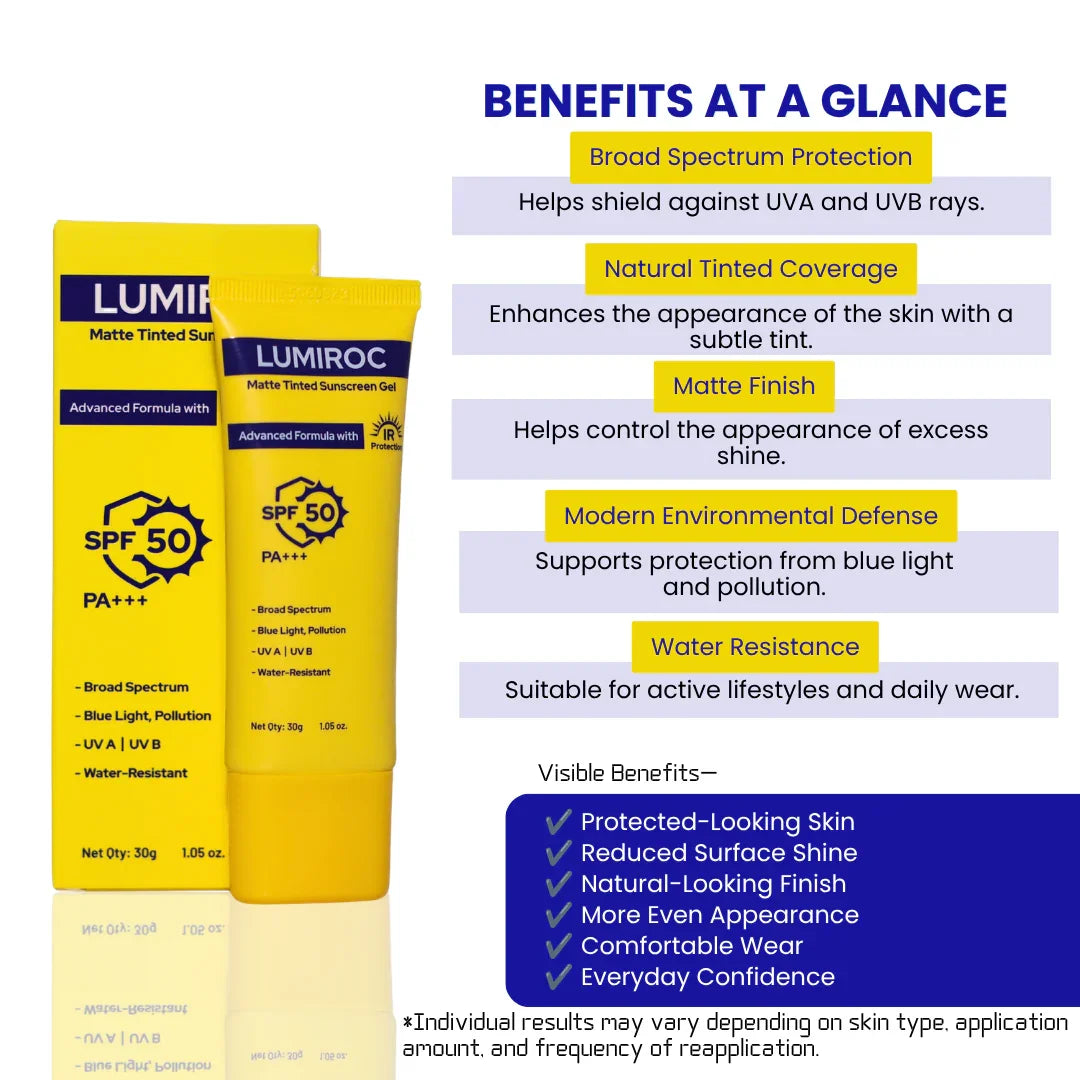 Lumiroc matte tinted sunscreen gel