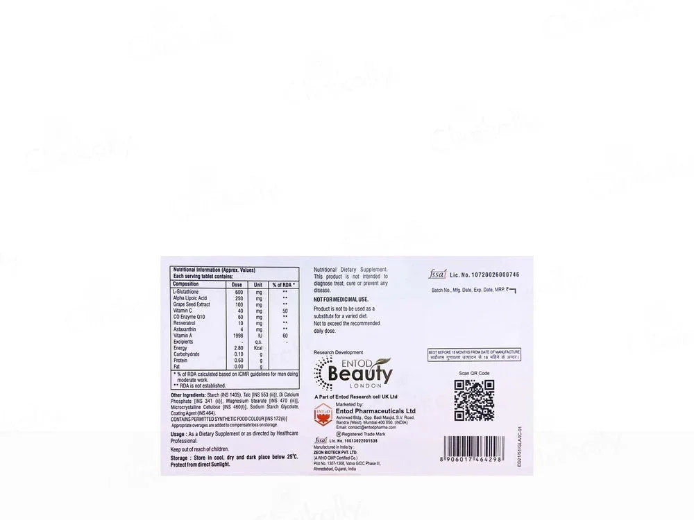 Glotamin Skin Brightening & Anti-Ageing Tablet - Atomic Pharmacy