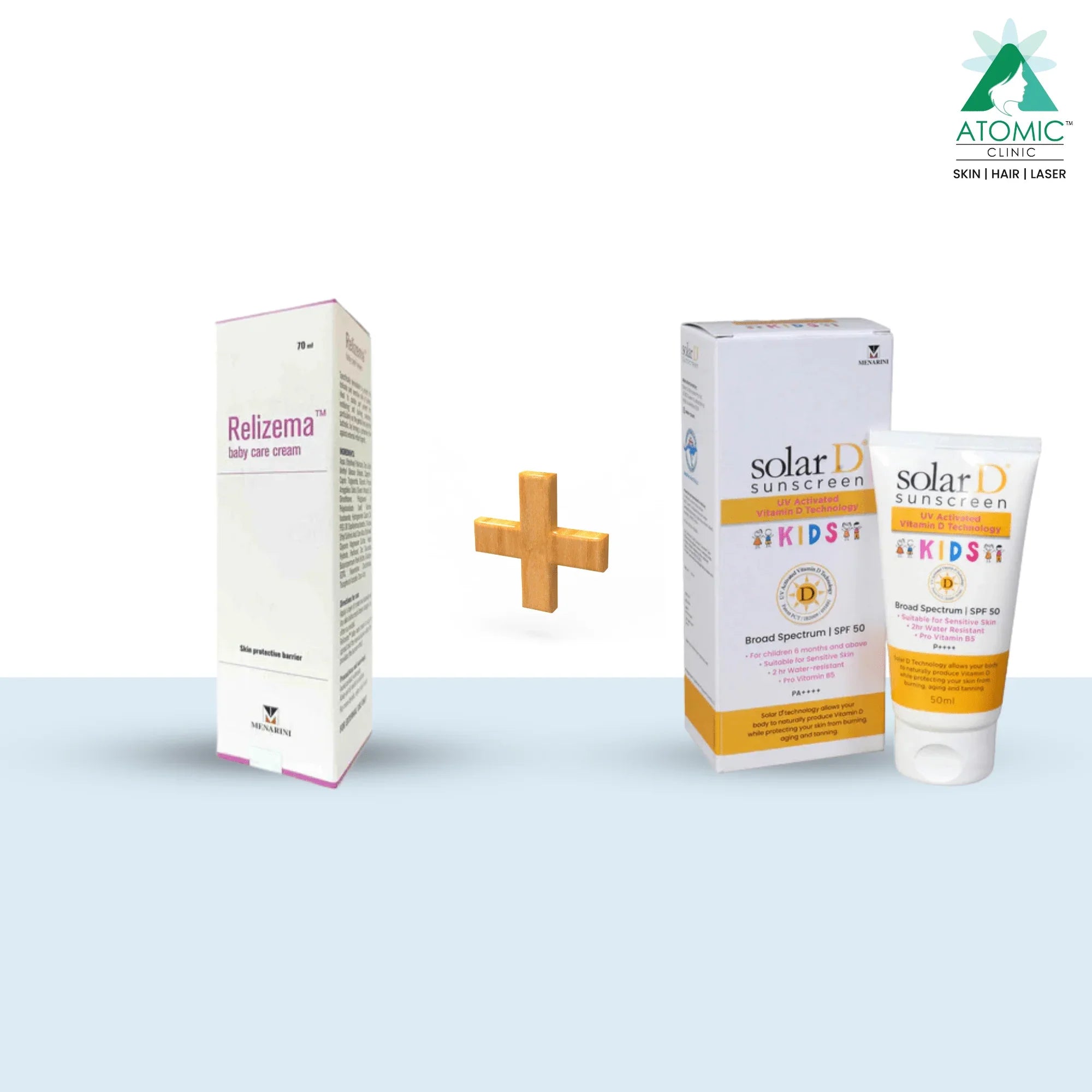 Relizema Baby Care Cream + Solar D Kids Sunscreen SPF 50/PA++++ (PACK OF 2) - Atomic Pharmacy -