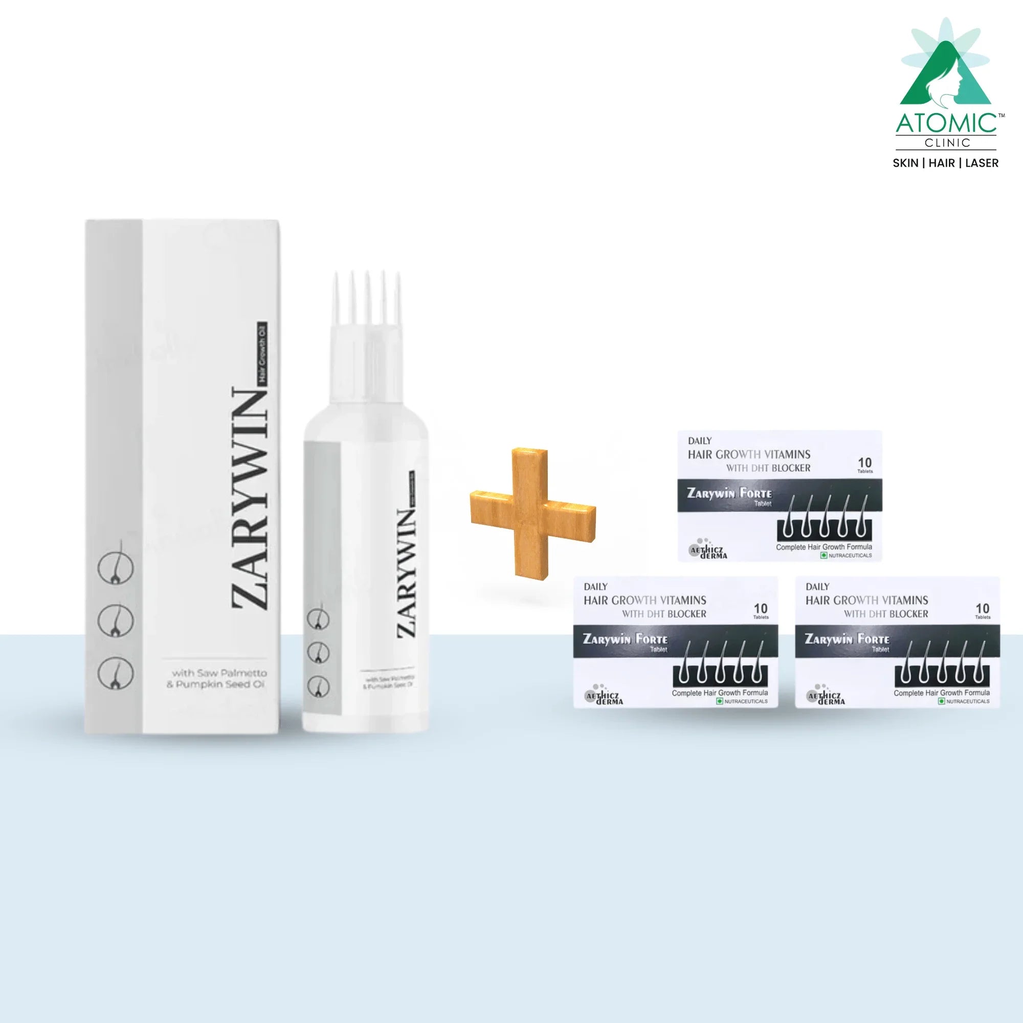 Zarywin Hair Growth Oil + Zarywin Forte Tablet (PACK OF 2) - Atomic Pharmacy -