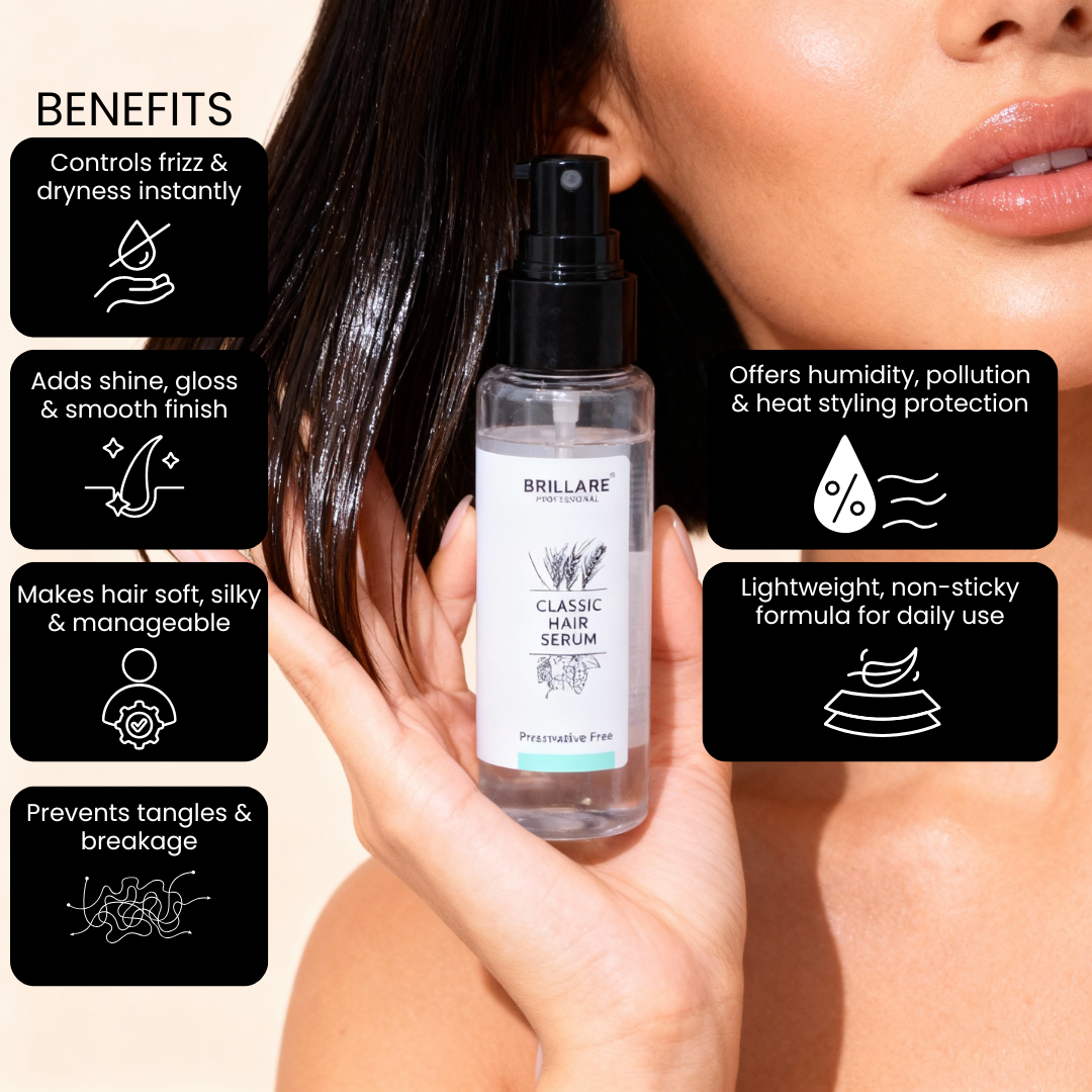 BRILLARE Professional Classic Hair Serum For Dry Frizzy Hair - 70ml