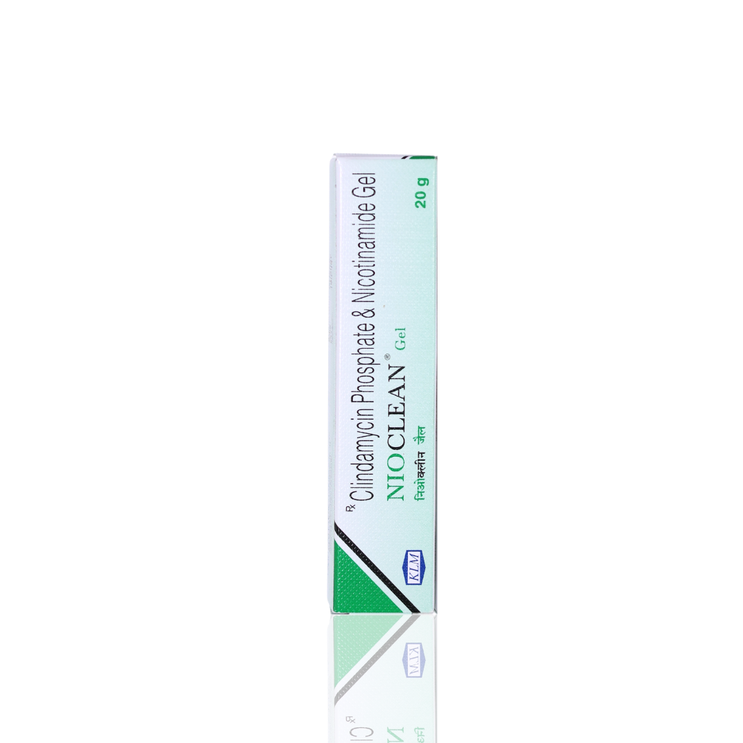 Tube of Nioclean gel on a white background