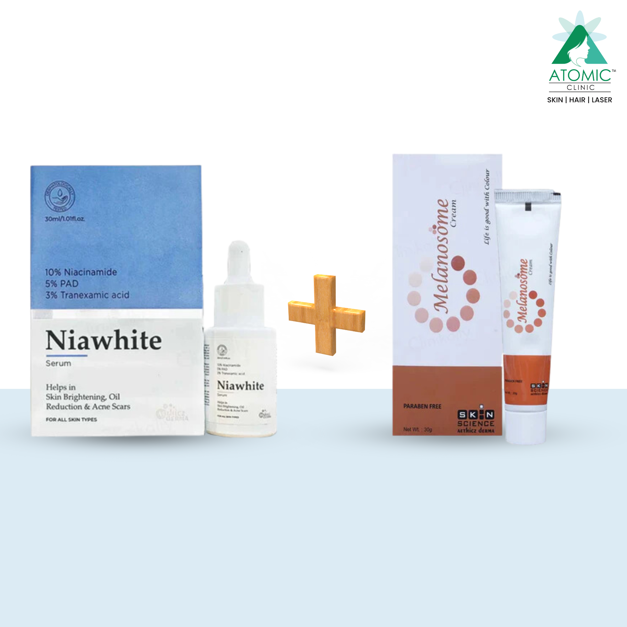 Niawhite Skin Brightening Serum + Melanosome Cream (PACK OF 2)