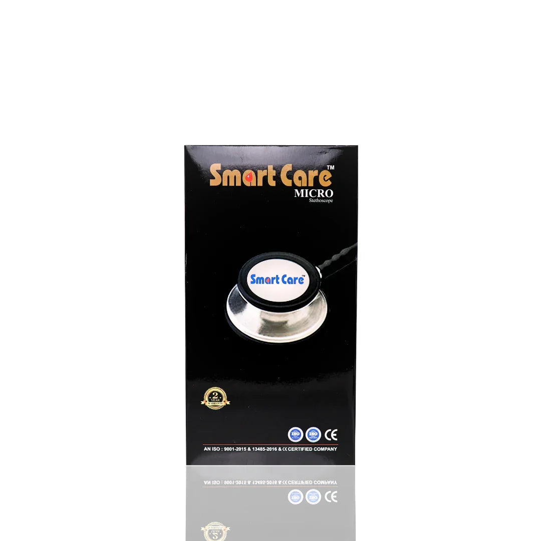 SMARTCARE Stethoscope Micro (Black Color) - High-Fidelity Dual Lumen Stethoscope with Non-Chill Rim Bell, Sealed Eartips, Soft Tubing, and Noise Isolation for Accurate Diagnosis and Maximum Comfort