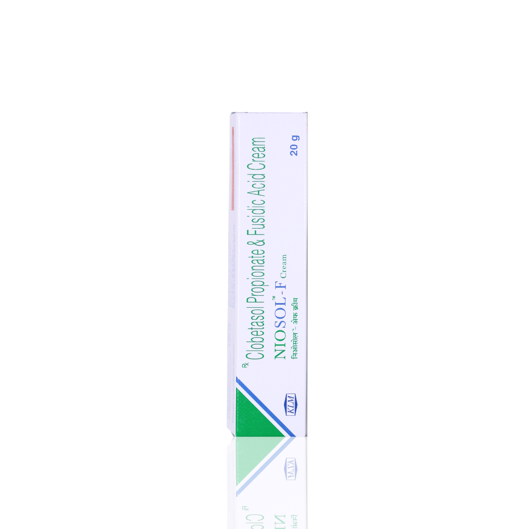 Niosol F cream tube on a white background
