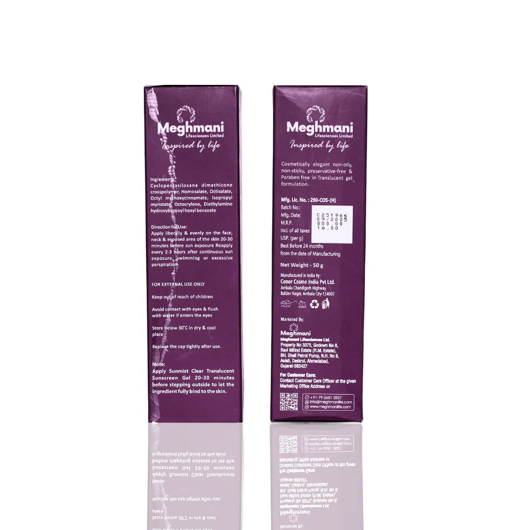 Sunmist Clear Translucent Sunscreen Gel SPF 50+ 50gm