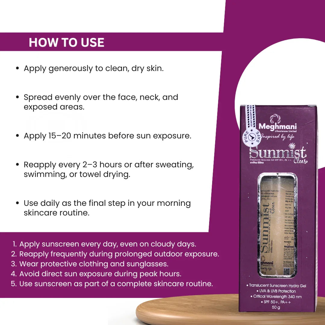 Sunmist Clear Translucent Sunscreen Gel SPF 50+ 50gm