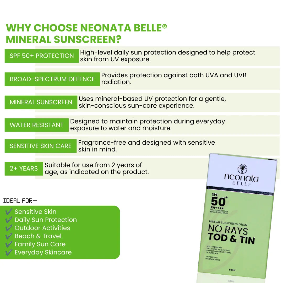 Neonata Belle Mineral Sunscreen Lotion Spf 50+ No Rays Tod & Tin