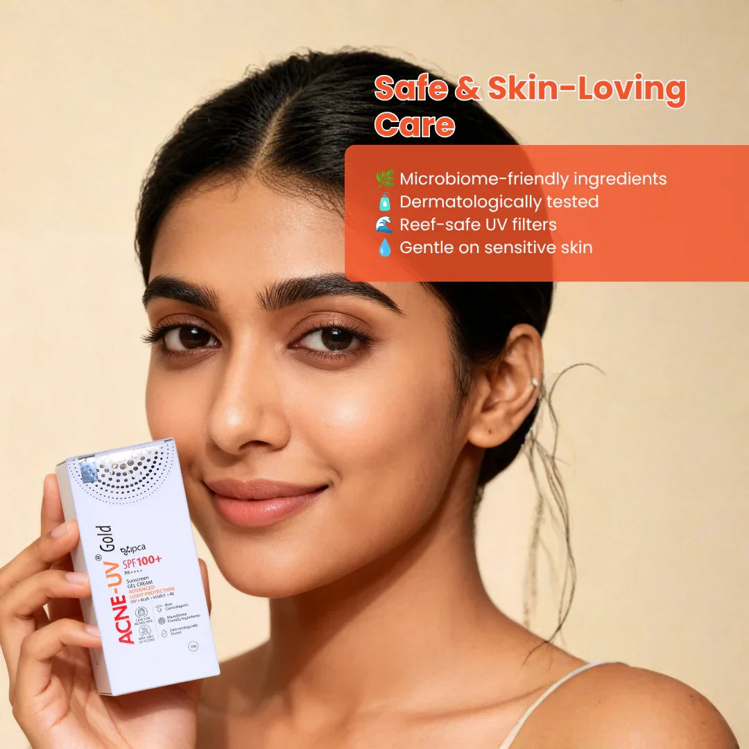 Ipca Acne-UV Gold Advanced Light Protection Sunscreen Gel Cream SPF 100+ PA++++ - Atomic Pharmacy