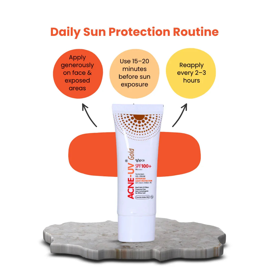 Ipca Acne-UV Gold Advanced Light Protection Sunscreen Gel Cream SPF 100+ PA++++ - Atomic Pharmacy