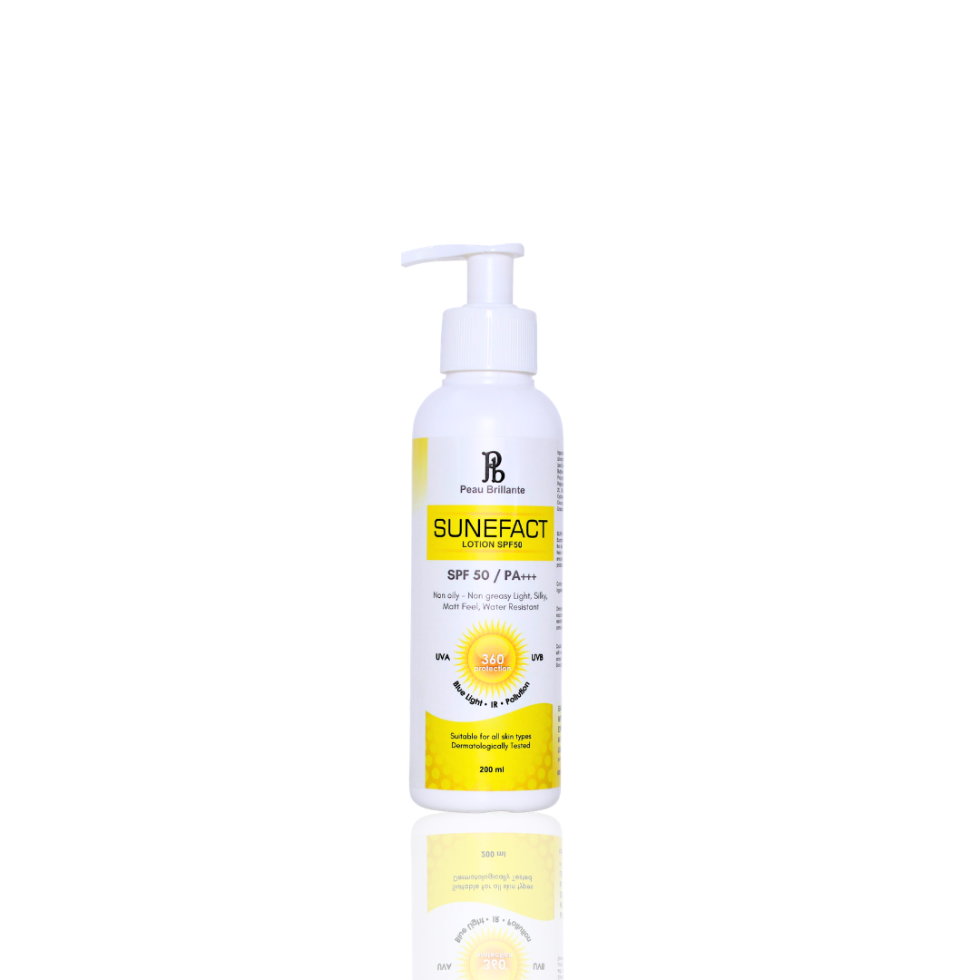 Sunscreen bottle with pump dispenser on a white background