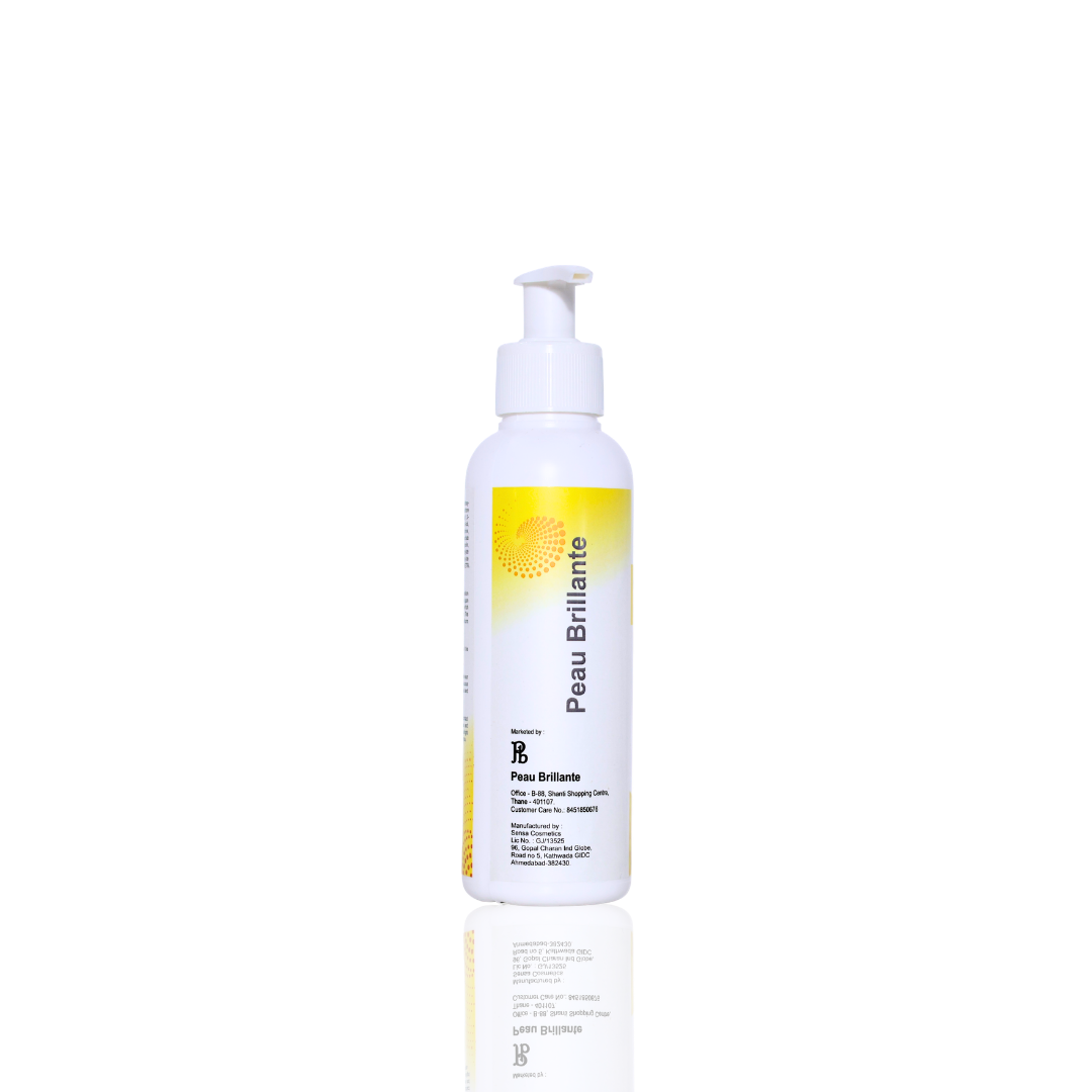 White bottle with a yellow label on a white background