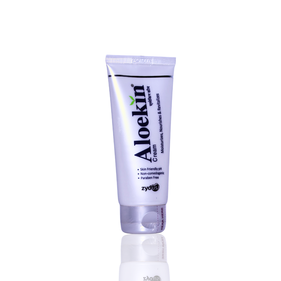 Tube of Aloekin cream on a white background