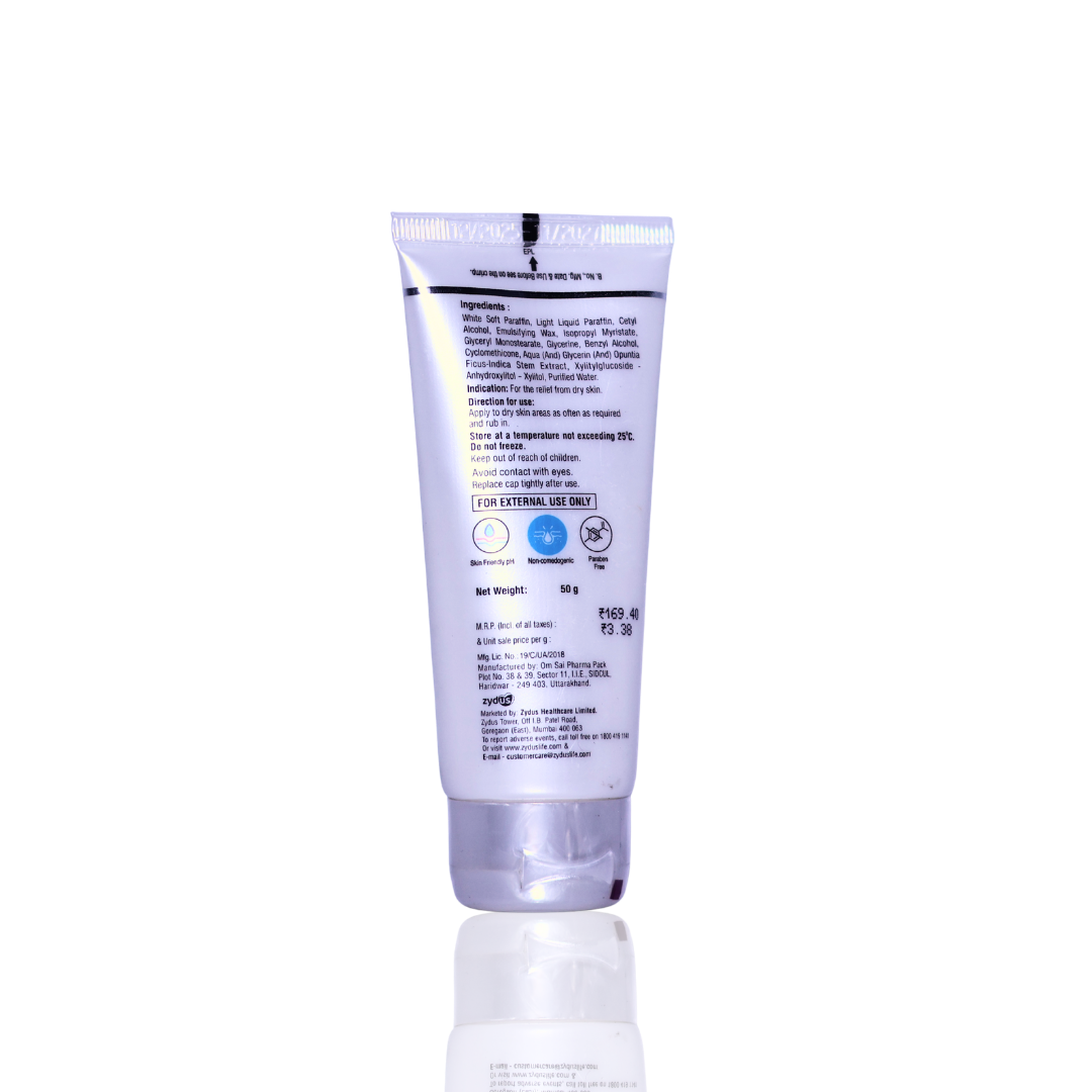 Tube of moisturizer with label on a white background