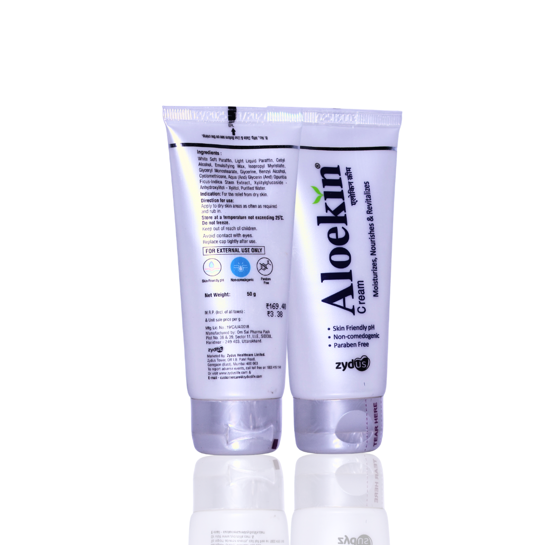 Two tubes of Aloekin cream on a white background