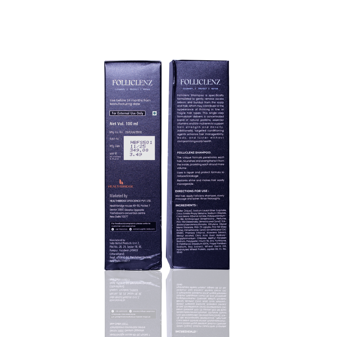 Two Folliclenz shampoo boxes on a white background