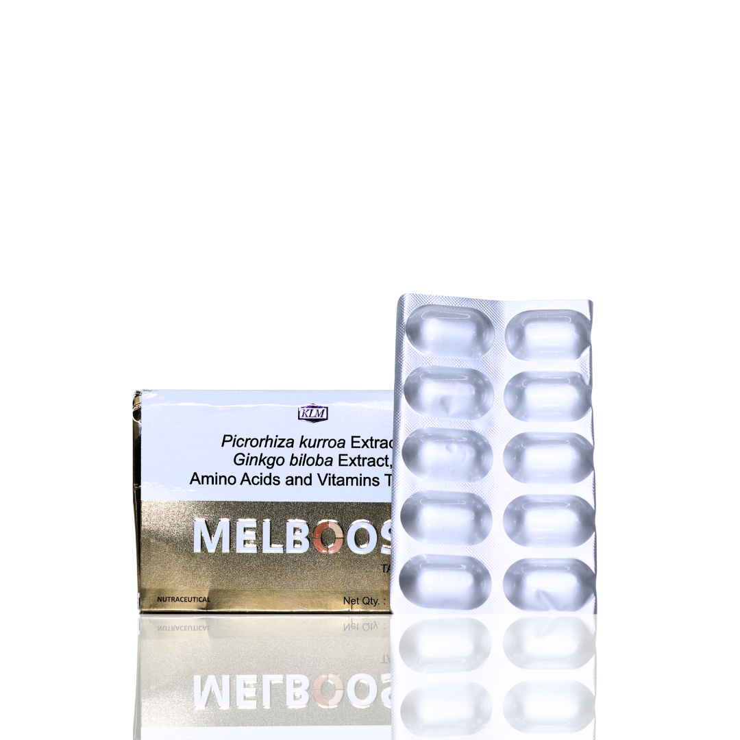 Melboos supplement packaging with tablets on a white background