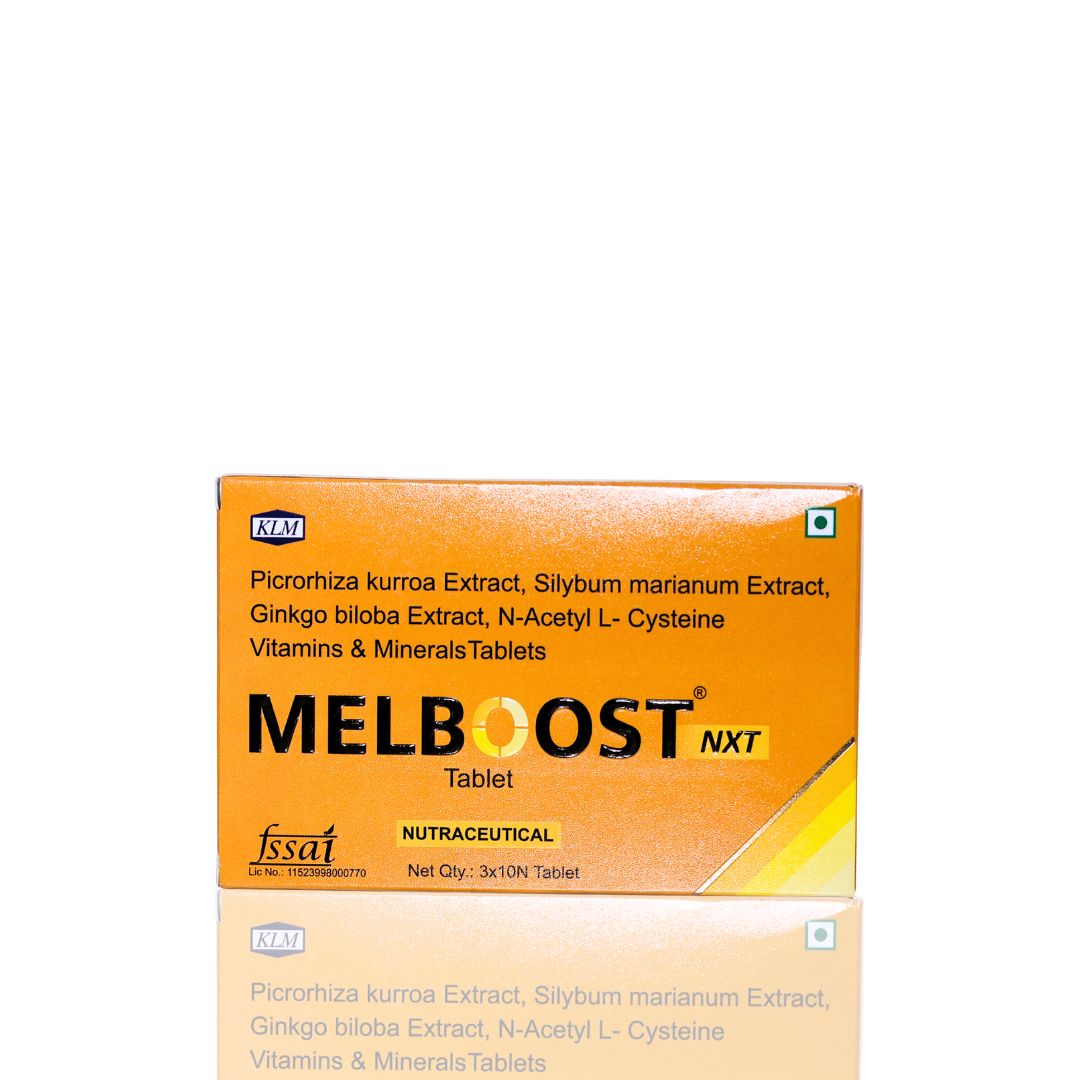 Orange box of Melboost NXT supplement on a white background