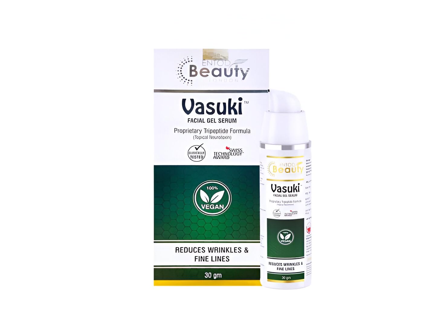 Entod Beauty Vasuki Facial Gel Serum - 30 gm | Reduces Wrinkles & Fine Lines | Vegan Anti-Aging Serum with Proprietary Tripeptide Formula