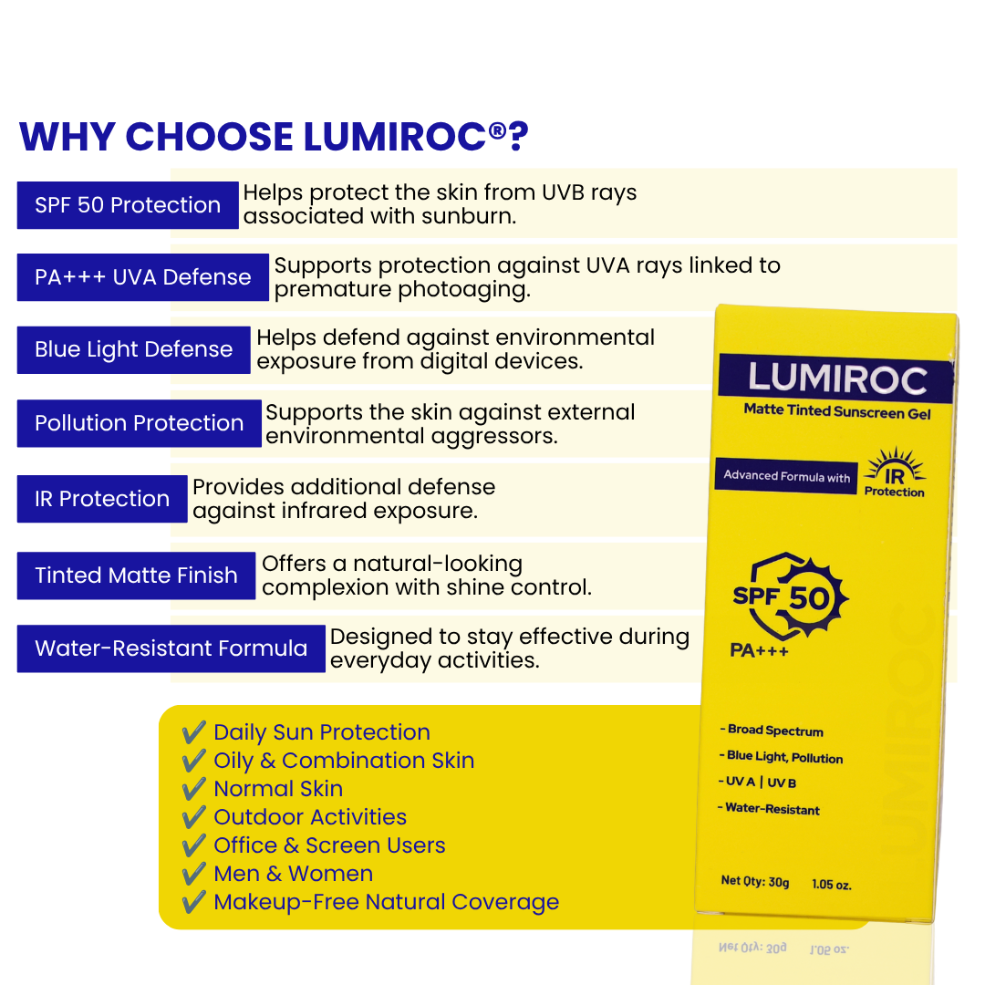 Lumiroc matte tinted sunscreen gel