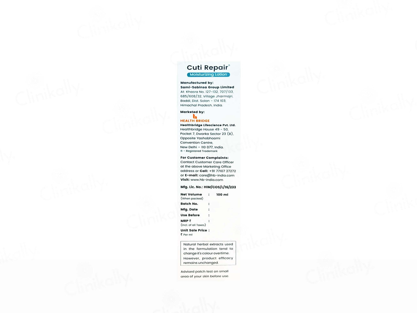 Cuti Repair Moisturizing Lotion