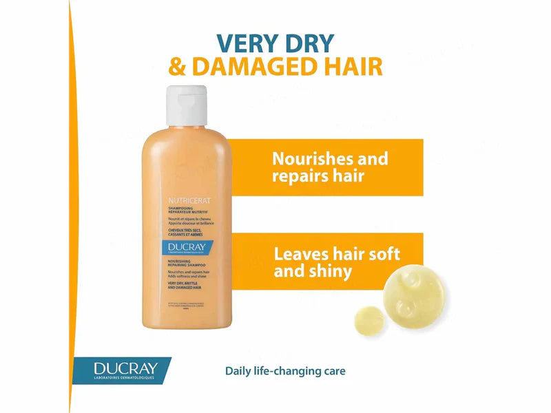 Ducray Nutricerat Nourishing Repairing Shampoo + Ducray Sensinol Physio-Protective Treatment Shampoo (PACK OF 2)