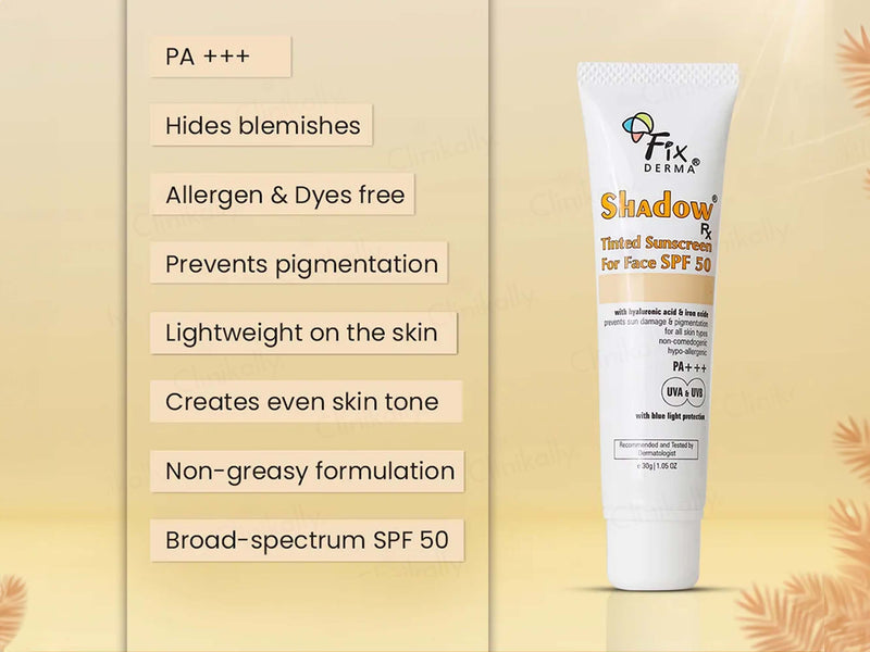 Fixderma Shadow Rx Tinted Sunscreen For Face SPF 50 PA+++