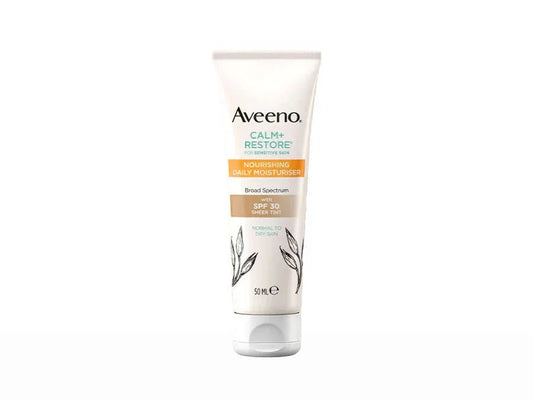 Aveeno Calm+ Restore Nourishing Daily Moisturiser Sheer Tint SPF 30 - Atomic Pharmacy - NEW