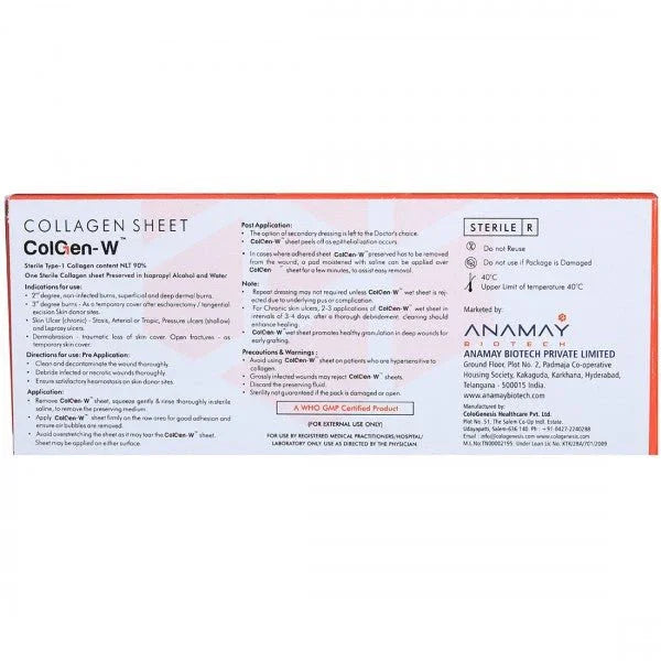 Colgen Colgen W Collagen Sheet – 10x10 cm Wound Healing Dressing