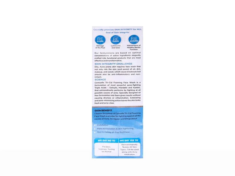 Cosmofix Tri-Cid Foaming Face Wash - Atomic Pharmacy
