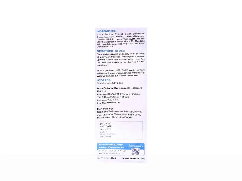 Cosmofix Tri-Cid Foaming Face Wash - Atomic Pharmacy