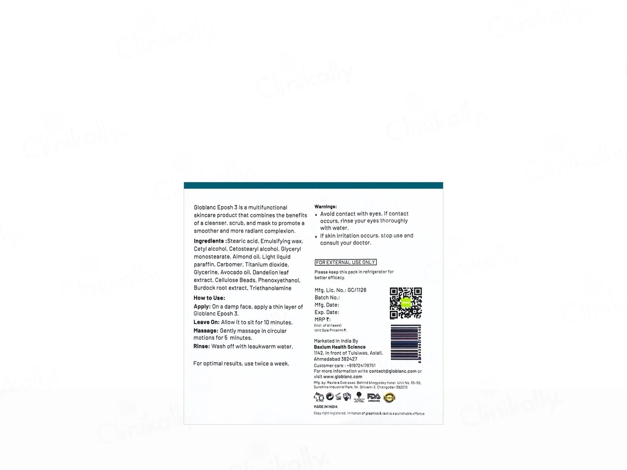 Glo Blanc Eposh-3 Tri Active Exfoliating Cream Cleanser - Atomic Pharmacy