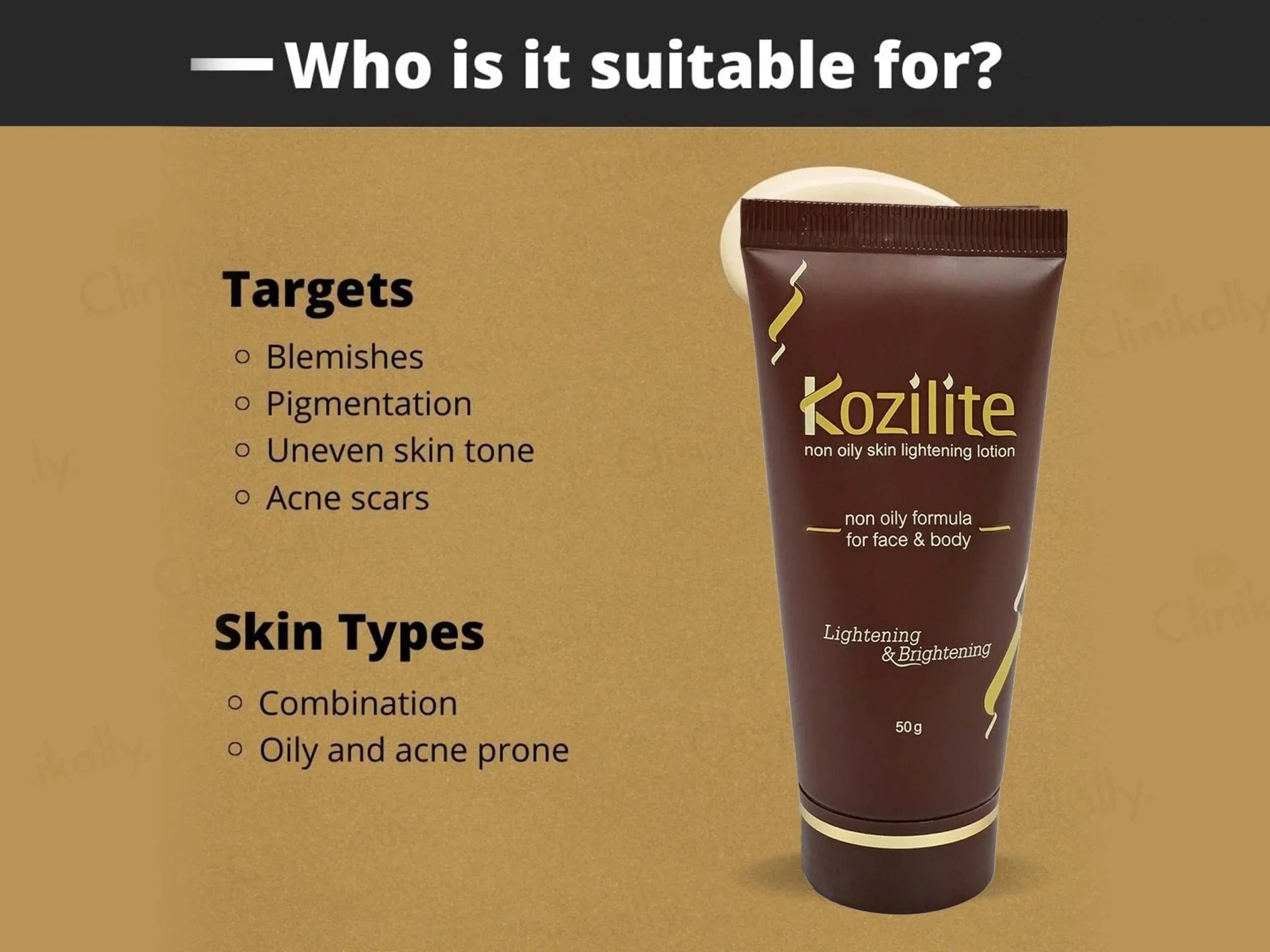 Kozilite Non-Oily Skin Lightening Lotion – For Bright Skin