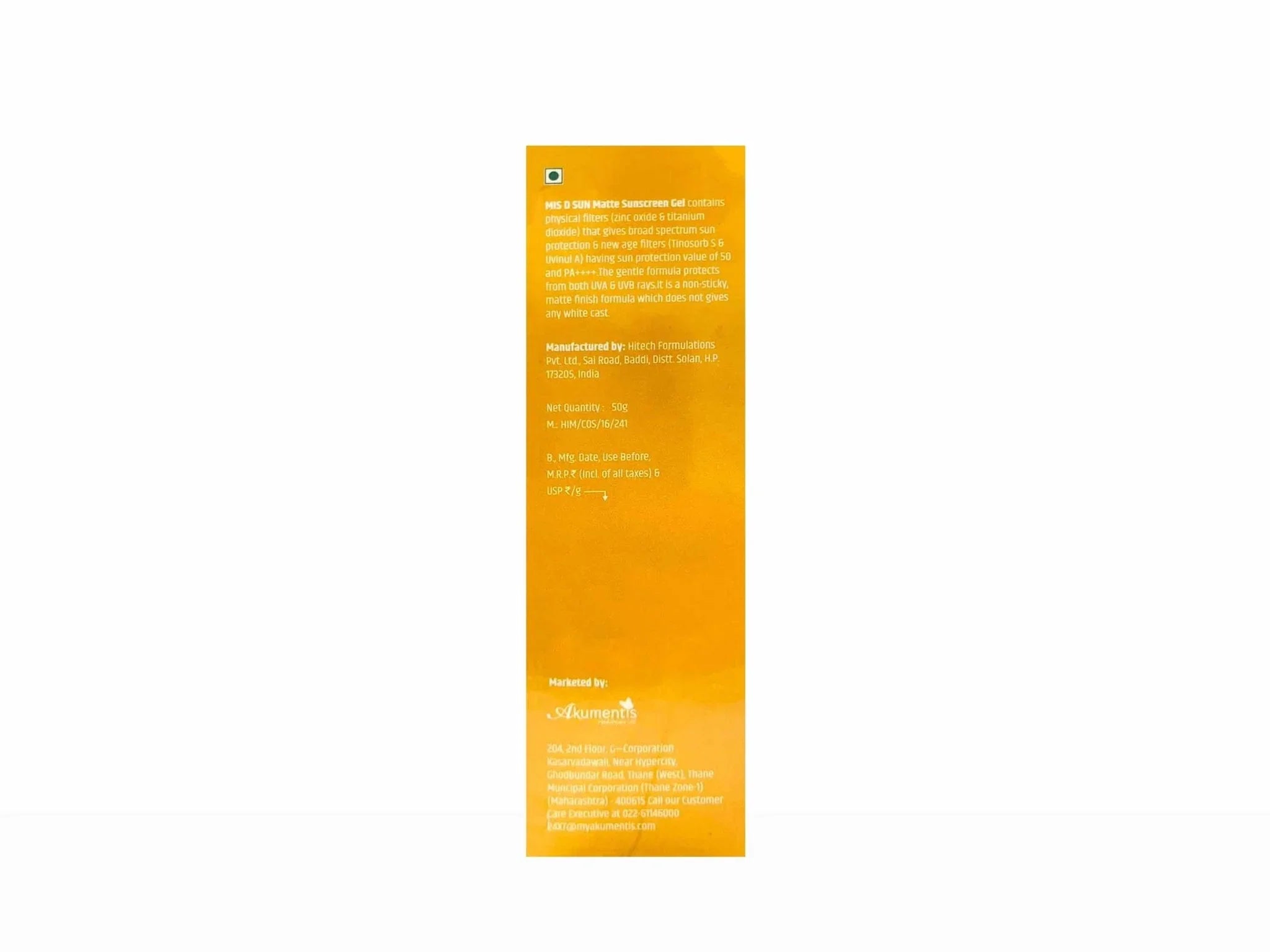 Mis D Sun Matte Sunscreen Gel SPF 50 PA++++ - Atomic Pharmacy