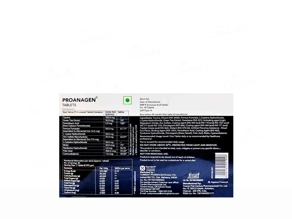 Progresenge Tablets Proanagen Tablet for Hair Growth, Strength & Hair Fall Control