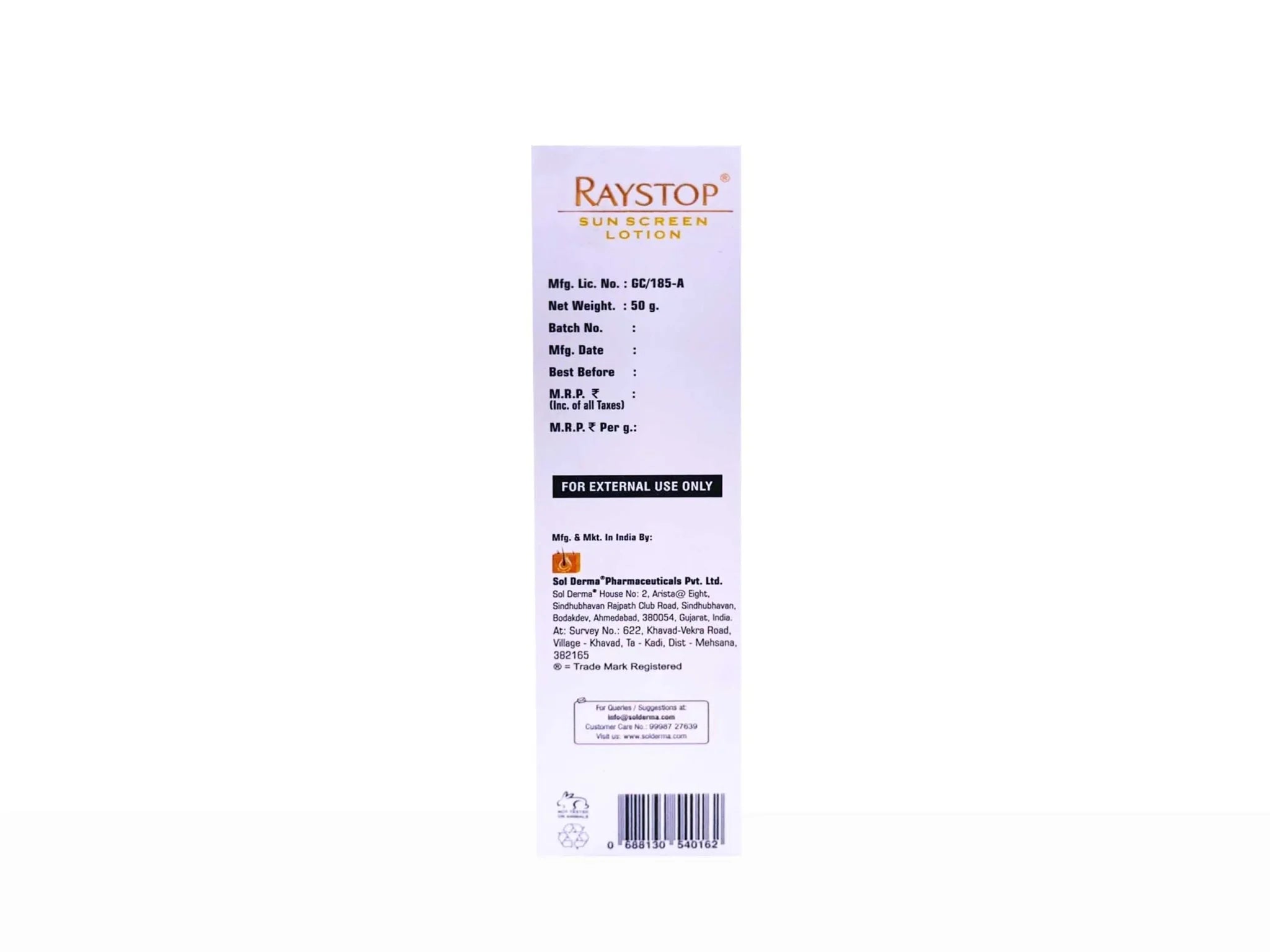 Raystop Sunscreen Lotion SPF 50 PA+++ - Atomic Pharmacy