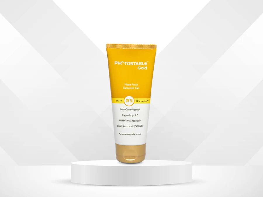 Photostable Gold Matte Finish Sunscreen Gel SPF 55