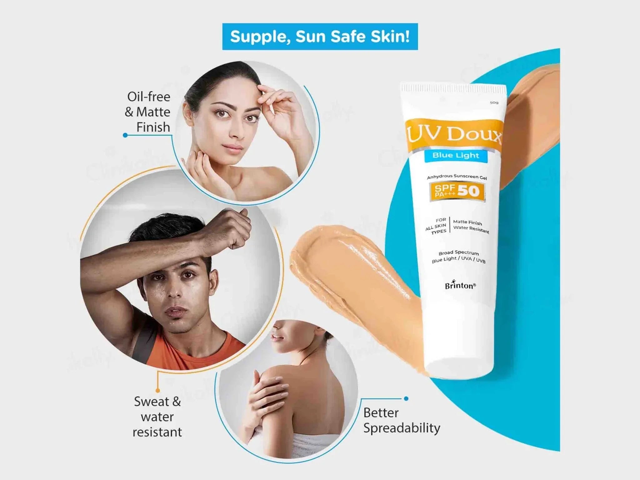 UV Doux Blue Light Anhydrous Sunscreen Gel SPF 50 PA+++ - Atomic Pharmacy