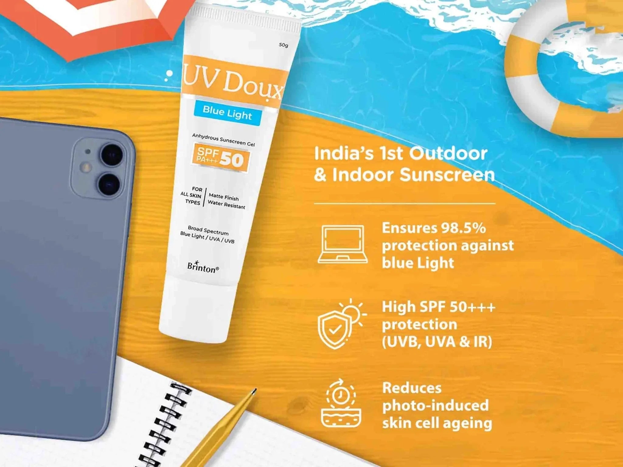 UV Doux Blue Light Anhydrous Sunscreen Gel SPF 50 PA+++ - Atomic Pharmacy