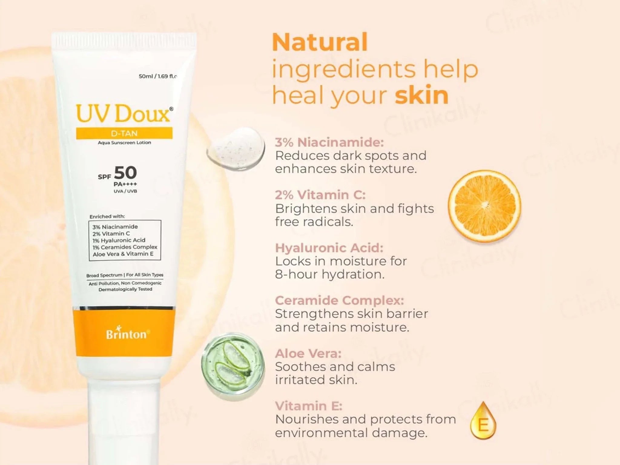 UV Doux D-Tan Aqua Sunscreen Lotion SPF 50 PA++++ - Atomic Pharmacy