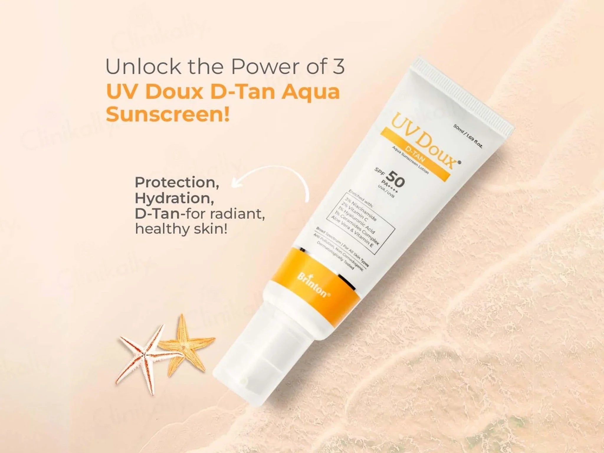 UV Doux D-Tan Aqua Sunscreen Lotion SPF 50 PA++++ - Atomic Pharmacy